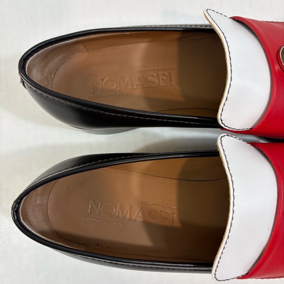 Nomasei NONO Loafers Tri-Color Brun Size 39 Black White Red Square Toe Luxury - Picture 6 of 16
